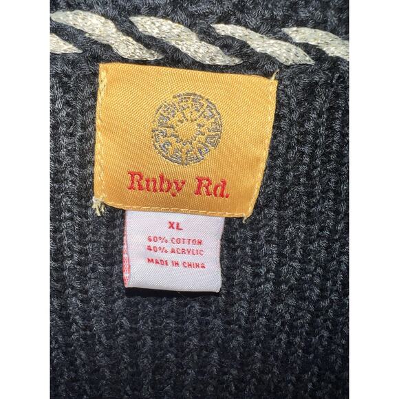Ruby Road Sweater Cardigan-Women's Large/ Ex-Large- Black w/ Gold Trim - Picture 3 of 12